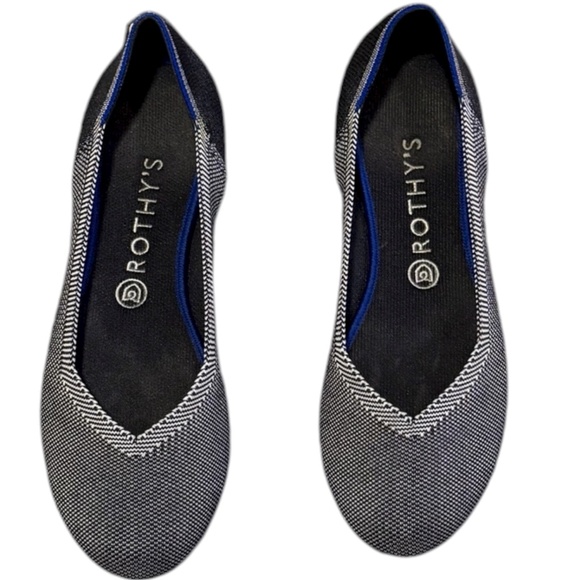 Rothy’s Black & White Herringbone Flats — Size 10 - Picture 1 of 4